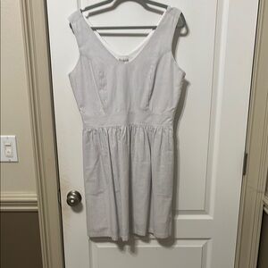 Elegant White Striped Dress Searsucker